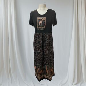 Sag Harbor Womens Brown Crew Neck Animal Print Summer Maxi Dress Petite 8